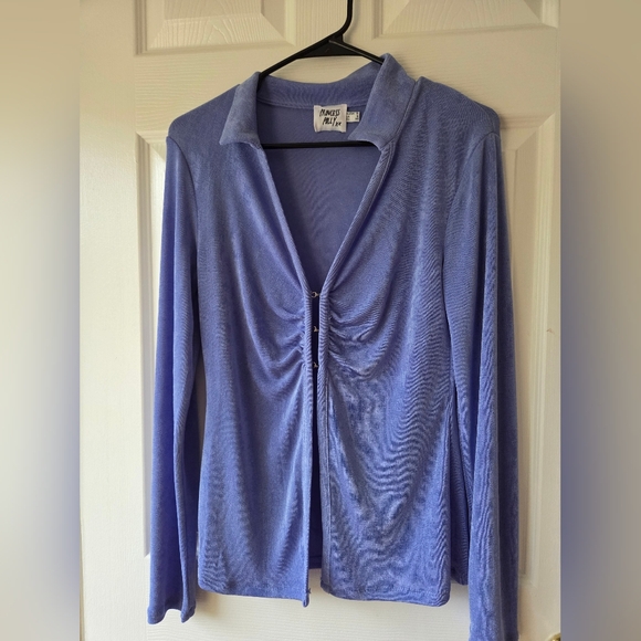 PRINCESS POLLY Top 8 Valeria Long Sleeve Blouse Periwinkle - Picture 2 of 9